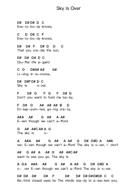 Sky Is Over 钢琴字母谱由 Serj Tankian - 编曲 Gailmand
