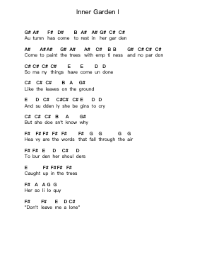 Inner Garden I 鋼琴字母譜由 King Crimson - 編曲 Hifaithe Fojames