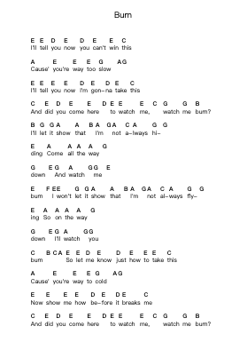 Burn ピアノの音符 by Three Days Grace - Arr.Wolian
