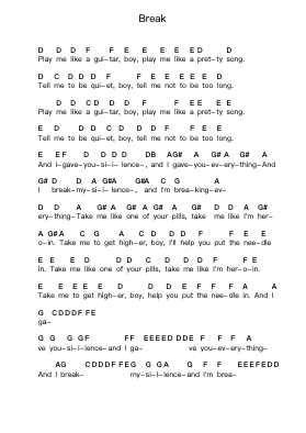 Break Ghi chú đàn piano bởi One-Eyed Doll - Arr.Bryceny