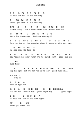 Eyelids โน้ตตัวอักษรเปียโนโดย PVRIS - Arr.Junegia Wato