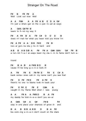 Stranger On The Road Piano letter notes by Blackfoot - Arr.Marmo