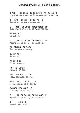 Взгляд Туманный Пьёт Нирвану Nuty fortepianowe w literach przez Piknik - Arr.Pojudd Sheishua