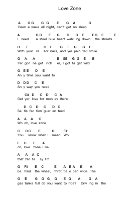 Love Zone Piano letter notes by Judas Priest - Arr.Huxdia