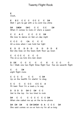 Twenty Flight Rock ملاحظات البيانو بواسطة Eddie Cochran - ترتيب.Yerleen Virdean
