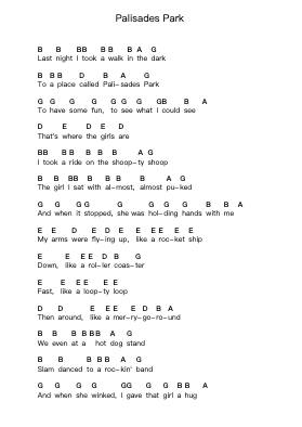 Palisades Park Piano letter notes by Ramones - Arr.Huxzie Dyjoy