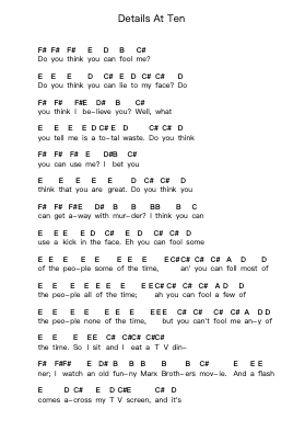 Details At Ten 鋼琴字母譜由 Steve Vai - 編曲 Wordcox Maxjack