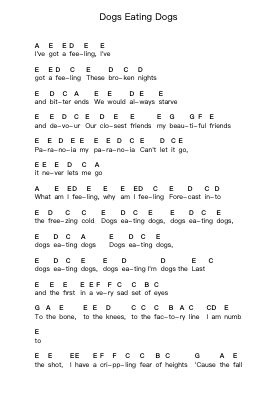 Dogs Eating Dogs Ghi chú đàn piano bởi Blink-182 - Arr.Consclife Gosden