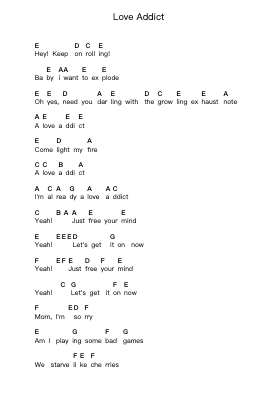 Love Addict Piano letter notes by VAMPS (Japan) - Arr.Davehume