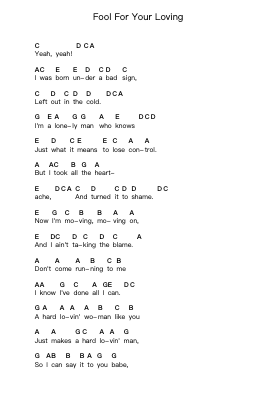 Fool For Your Loving पियानो पत्र नोट्स द्वारा Whitesnake - Arr.Gailmand