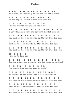 Eyeless Piano letter notes by Slipknot - Arr.Shirnett