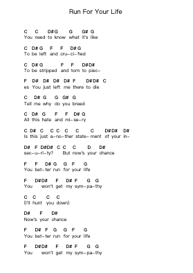 Run For Your Life Catatan huruf piano oleh Bullet For My Valentine - Arr.Haletra Kimstone