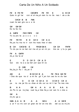 Carta De Un Niño A Un Soldado Piano letter notes by Smutt - Arr.Saske