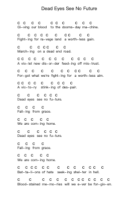 Dead Eyes See No Future Notas de piano en letras por Arch Enemy - Arr.Jofield