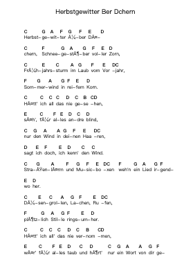 Herbstgewitter Ber Dchern Piano letter notes by Reinhard Mey - Arr.Graril