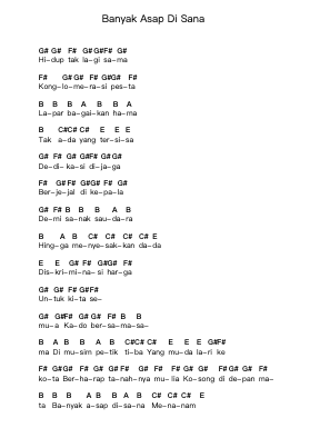 Banyak Asap Di Sana Piano letter notes by Efek Rumah Kaca - Arr.Debleign Jeston