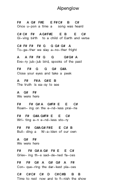 Alpenglow Catatan huruf piano oleh Nightwish - Arr.Hewdice