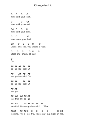 Otsegolectric 鋼琴字母譜由 Static-X - 編曲 Warald Kipfrank