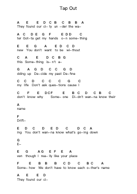 Tap Out Piano letter notes by The Strokes - Arr.Jersoon
