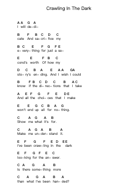Crawling In The Dark Piano letter notes by Hoobastank - Arr.Wordfoe Hymar