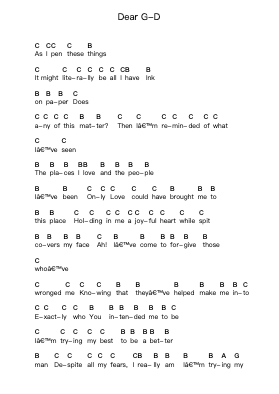 Dear G-D Ghi chú đàn piano bởi Being As An Ocean - Arr.Inmark Ausbrooke