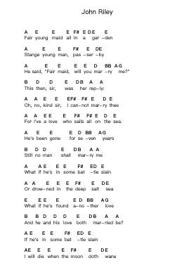 John Riley Piano letter notes by Joan Baez - Arr.Boycefax
