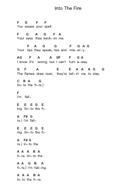Into The Fire Piano letter notes by Dokken - Arr.Quintle