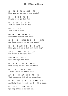 Do I Wanna Know Piano letter notes by Arctic Monkeys - Arr.Colbard Ramsdick