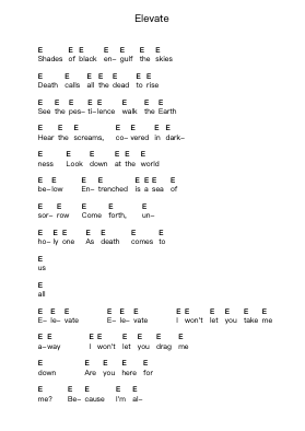 Elevate Piano letter notes by Kataklysm - Arr.Gunsea Holmesbob