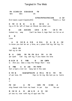 Tangled In The Web Piano letter notes by Lynch Mob - Arr.Chloemen O'Cazie