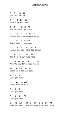 Danger Zone 鋼琴字母譜由 Hooverphonic - 編曲 Roxantab Mushaw