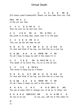 Virtual Death Piano letter notes by Black Sabbath - Arr.Gardi Clairero