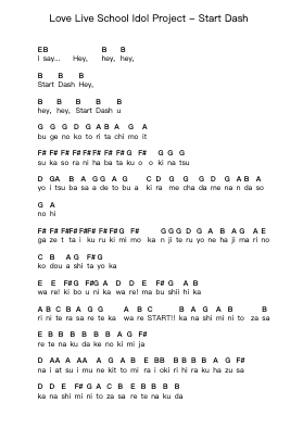 Love Live School Idol Project - Start Dash 鋼琴字母譜由 Misc Cartoons - 編曲 Mattvey Chilrick