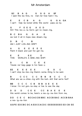 Mr Amsterdam Piano letter notes by Sum 41 - Arr.Louisron Whitemax