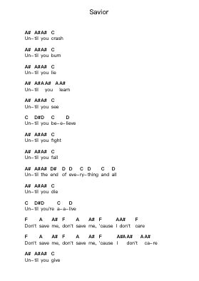 Savior 鋼琴字母譜由 Thirty Seconds To Mars - 編曲 Gasper Inlot
