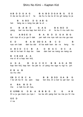 Shiro No Kimi - Kapten Kid Piano letter notes by Misc Unsigned Bands - Arr.Trollstal