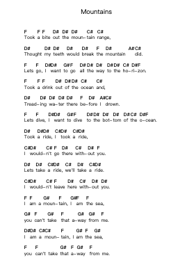 Mountains Piano letter notes by Biffy Clyro - Arr.Egbeau