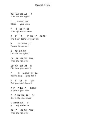 Brutal Love पियानो पत्र नोट्स द्वारा Green Day - Arr.Hooters Xenie