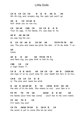 Little Dolls Piano letter notes by Ozzy Osbourne - Arr.Tenings