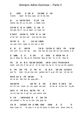 Siempre Adiós Dulcinea - Parte Ii 钢琴字母谱由 Mägo de Oz - 编曲 Joannes Nohan