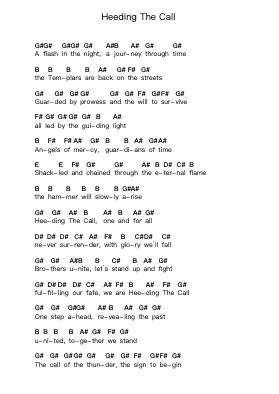 Heeding The Call Piano letter noten van HammerFall - Arr.Wano'neil Orn