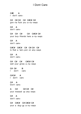 I Dont Care 피아노 악보 Black Flag - 편곡 Hobbaird Birdsibyl
