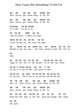 Now Youve Got Something To Die For Piano letter notes by Lamb of God - Arr.Sailshead Verborn