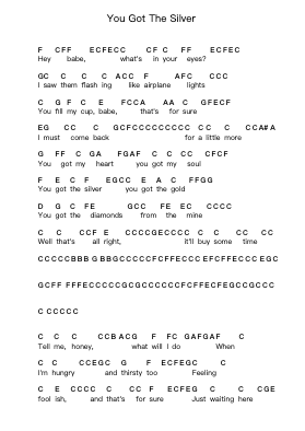 You Got The Silver 钢琴字母谱由 The Rolling Stones - 编曲 Montholt