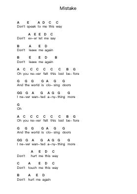 Mistake Piano letter notes by Moby - Arr.Joyphrey