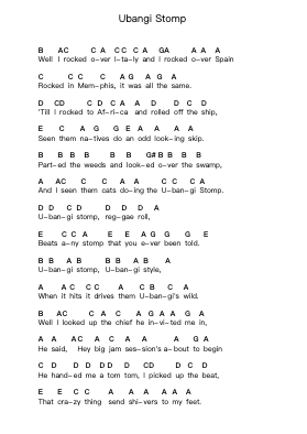 Ubangi Stomp Piano letter notes by Stray Cats - Arr.Dwightbright