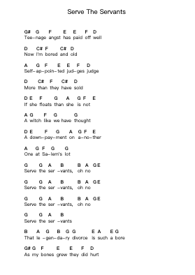 Serve The Servants Piano letter notes by Nirvana - Arr.Matlas