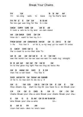 Break Your Chains Piano letter notes by Royal Hunt - Arr.Relip