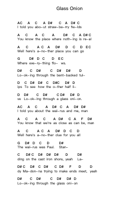 Glass Onion Piano letter notes by The Beatles - Arr.Joypoe Willze