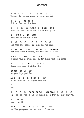 Paparazzi Piano letter notes by Lady Gaga - Arr.Louhal